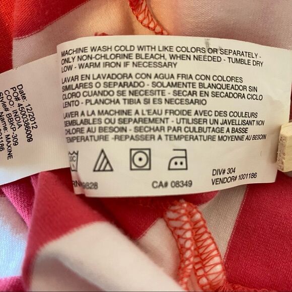 New Bandolino Striped Polo Top, pink and white, short sleeves, size PM - Picture 5 of 6